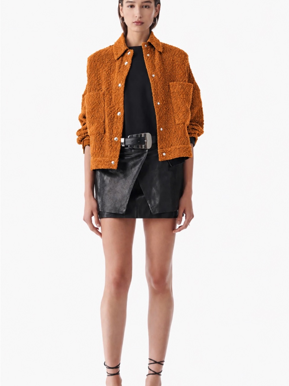 IRO Orange Teddy Bouclé Jacket